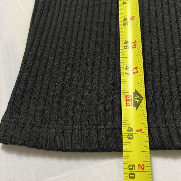 FRENCH CONNECTION Midi Dress Women's 6 Black Cotton Blend‎ Ribbed Slip On Casual - Picture 6 of 7